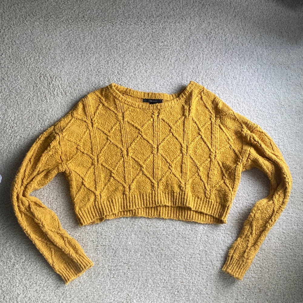 Forever 21 Gold/Mustard Yellow Crop Sweater
